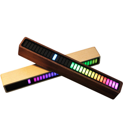 Solid Wood Bluetooth Voice Control Pickup Rhythm Lights Music Spectrum LED RGB Car Atmosphere Audio Level Indicator VU Meter