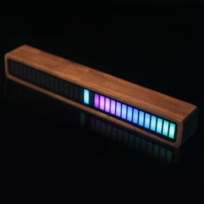 Solid Wood Bluetooth Voice Control Pickup Rhythm Lights Music Spectrum LED RGB Car Atmosphere Audio Level Indicator VU Meter