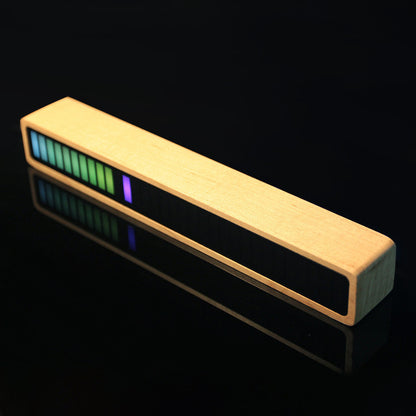 Solid Wood Bluetooth Voice Control Pickup Rhythm Lights Music Spectrum LED RGB Car Atmosphere Audio Level Indicator VU Meter