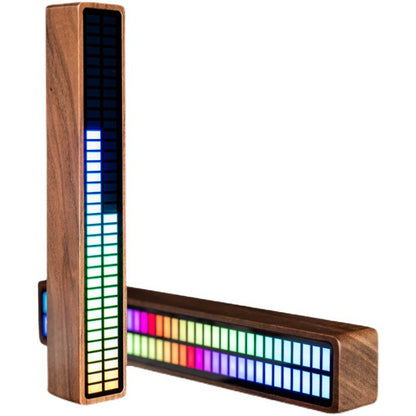 Solid Wood Bluetooth Voice Control Pickup Rhythm Lights Music Spectrum LED RGB Car Atmosphere Audio Level Indicator VU Meter